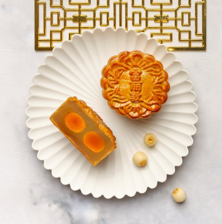 The Fullerton Low Sugar White Lotus Seed Paste with Double Yolks Baked Mooncakes