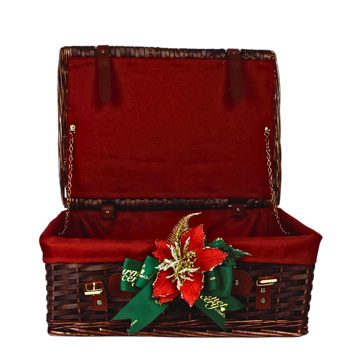 Dark Brown Willow Chest with Red Cloth [Extra Large] * 20-30 Items 43cm(L) x 30cm(W) x 15cm(H)